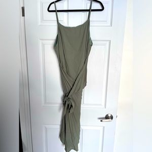 Showpo “What You Waiting For” dress in khaki.